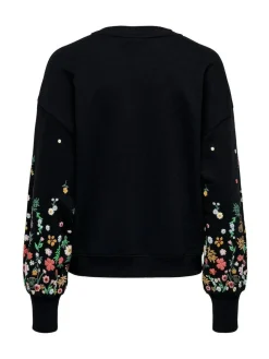 Outlet ONLY Black Long Sleeve Flower Detail Jumper