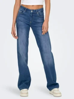 ONLY Blush Mid Rise Straight Leg Jeans With Super Stretch Blue