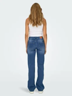ONLY Blush Mid Rise Straight Leg Jeans With Super Stretch Blue