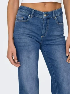 ONLY Blush Mid Rise Straight Leg Jeans With Super Stretch Blue