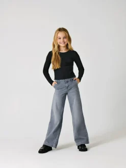 ONLY KIDS Grey Wide Leg Adjustable Waist 100% Cotton Jeans^ Jeans