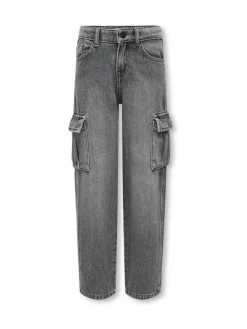 Clearance ONLY KIDS Grey Wide Leg Cargo Jeans with Adjustable Waist