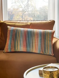 Discount Next 40 x 59cm Cut Velvet Stripe Cushion Orange