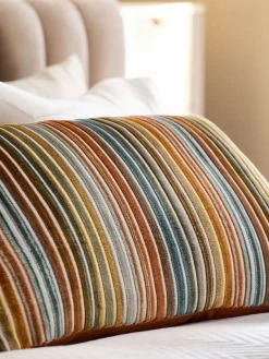 Discount Next 40 x 59cm Cut Velvet Stripe Cushion Orange