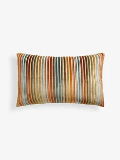 Discount Next 40 x 59cm Cut Velvet Stripe Cushion Orange