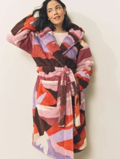 Discount Next Orange Abstract Scene Print Teddy Borg Dressing Gown