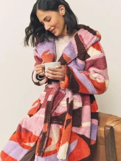 Discount Next Orange Abstract Scene Print Teddy Borg Dressing Gown