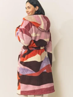 Discount Next Orange Abstract Scene Print Teddy Borg Dressing Gown