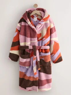 Discount Next Orange Abstract Scene Print Teddy Borg Dressing Gown