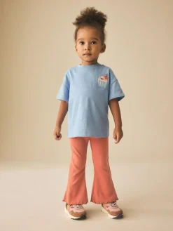 Online Next Orange Brown Rib Flare Leggings (3mths-7yrs)
