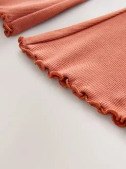 Online Next Orange Brown Rib Flare Leggings (3mths-7yrs)