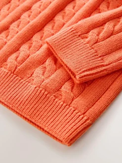 Next Orange Cable Knit Crew Neck Jumper (3-16yrs)^BOY Knitwear & Sweaters|Knitwear