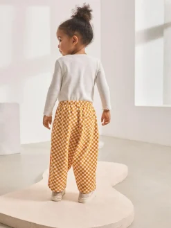 Sale Next Orange Checkerboard Barrel Leg Trousers (3mths-7yrs)