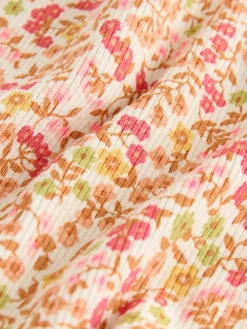 Next Ribbed Long Sleeve Frill T-Shirt (3mths-7yrs) Orange Ditsy Floral