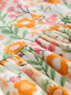 Discount Next Short Sleeve Ribbed Dress (3mths-7yrs) Orange Floral