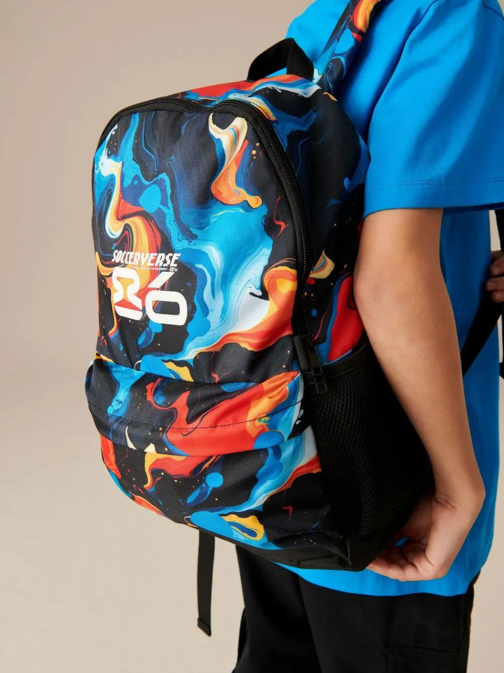 Clearance Next Orange Glitch Print Printed Backpack
