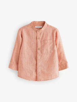 Next Orange Grandad Collar Linen Mix Shirt (3mths-7yrs)^BOY Suits & Vest