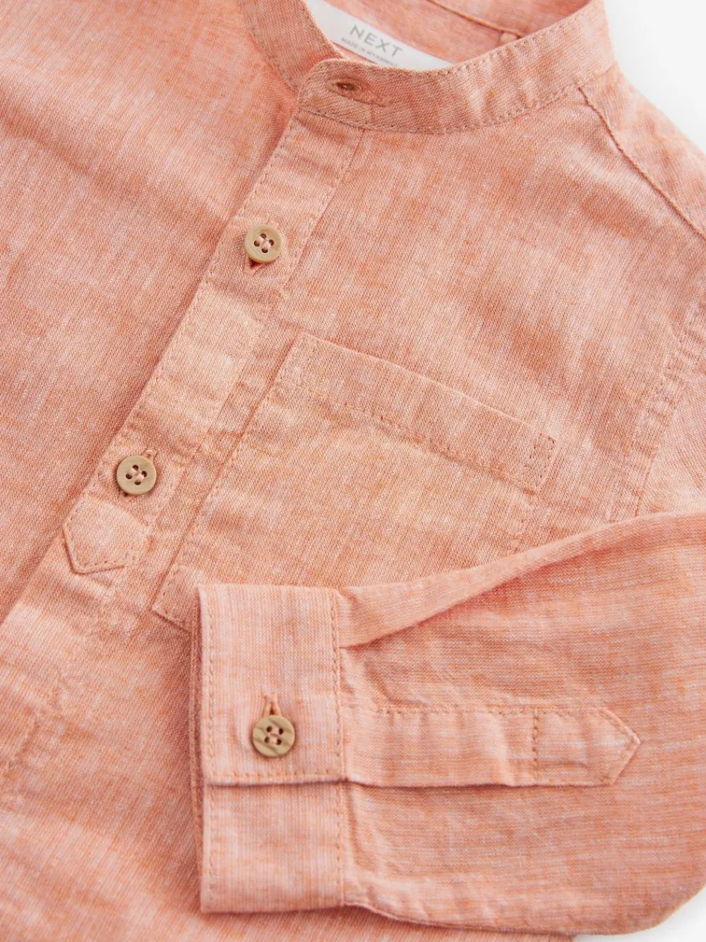 Next Orange Grandad Collar Linen Mix Shirt (3mths-7yrs)^BOY Suits & Vest