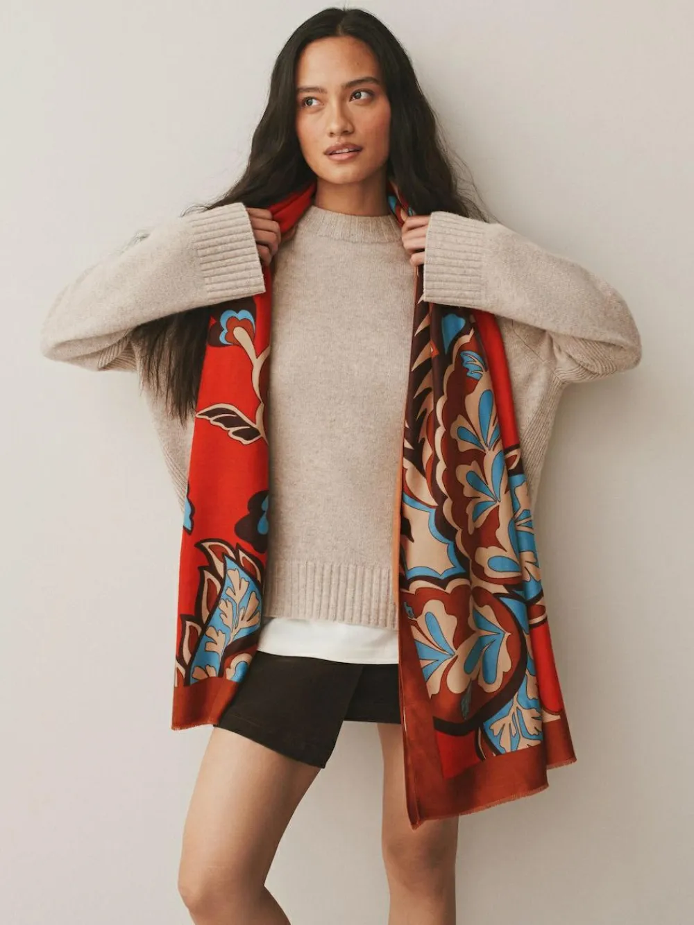 Next Orange Paisley Print Midweight Scarf^Women Hats, Gloves & Scarves|Hats, Gloves & Scarves