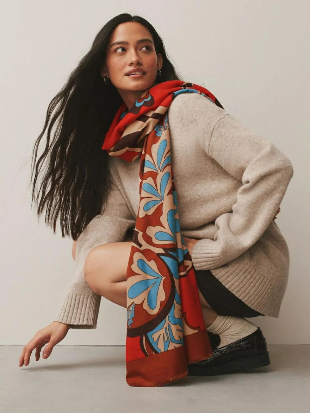 Next Orange Paisley Print Midweight Scarf^Women Hats, Gloves & Scarves|Hats, Gloves & Scarves