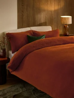 Hot Next Orange Rust Teddy Fleece Duvet Cover and Pillowcase Set