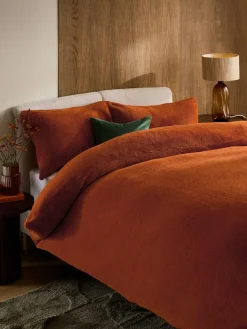 Hot Next Orange Rust Teddy Fleece Duvet Cover and Pillowcase Set
