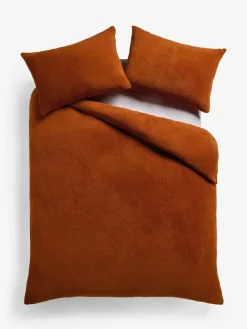 Hot Next Orange Rust Teddy Fleece Duvet Cover and Pillowcase Set
