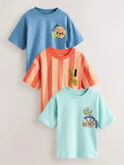 Next Orange Safari Short Sleeve Graphic T-Shirts 3 Pack (3mths-7yrs)^BOY Tops|T-Shirts