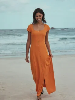 Next Short Sleeve Jersey Button Through Maxi Dress^Women Maxi Dresses