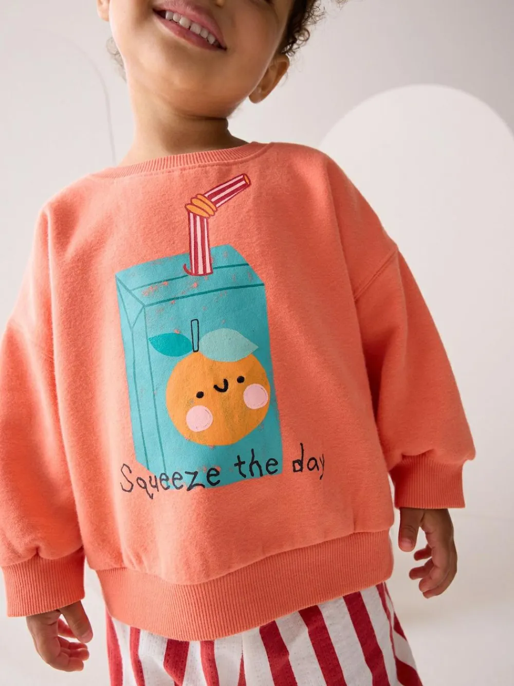 Next Orange Squeeze the Day Sweatshirt & Wide Leg Trousers Set (3mths-7yrs)^ Baby Girls|Sweatshirts & Hoodies