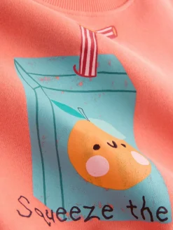 Next Orange Squeeze the Day Sweatshirt & Wide Leg Trousers Set (3mths-7yrs)^ Baby Girls|Sweatshirts & Hoodies