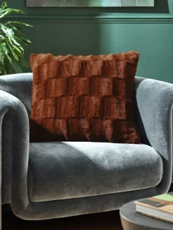 Next Textured Faux Fur Check Cushion^ Cushions & Throws