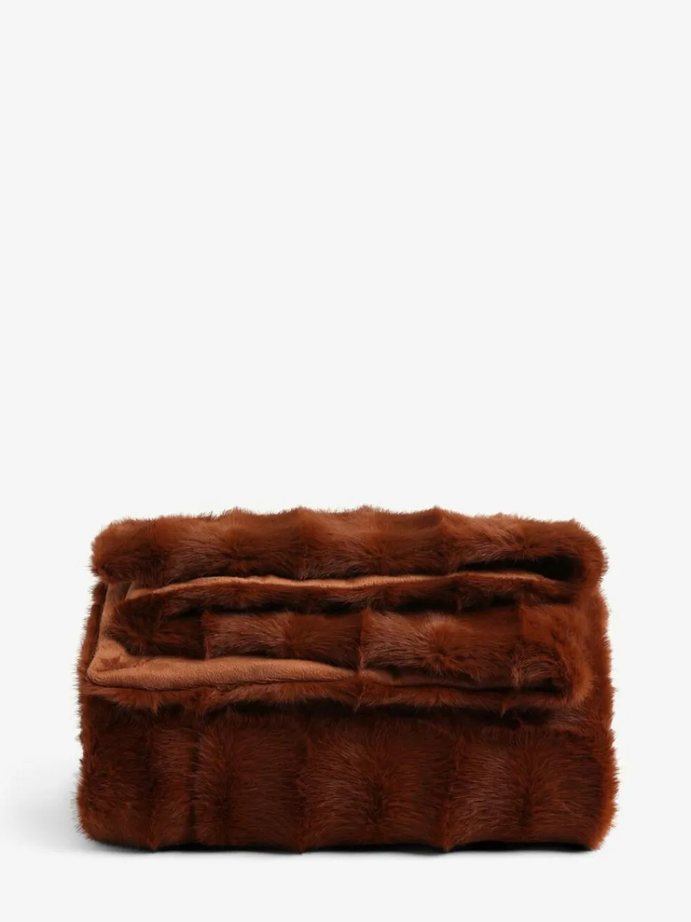 Next Textured Faux Fur Check Throw Orange