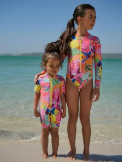 Next Orange Tropical Long Sleeve Sunsafe Swimsuit (3mths-16yrs)^ Swimwear
