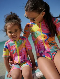 Sale Next Orange Tropical Sunsafe Swimsuit (3mths-10yrs)