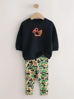 Best Next Sweatshirt And Leggings Set (3mths-7yrs) Orange/Black Duck