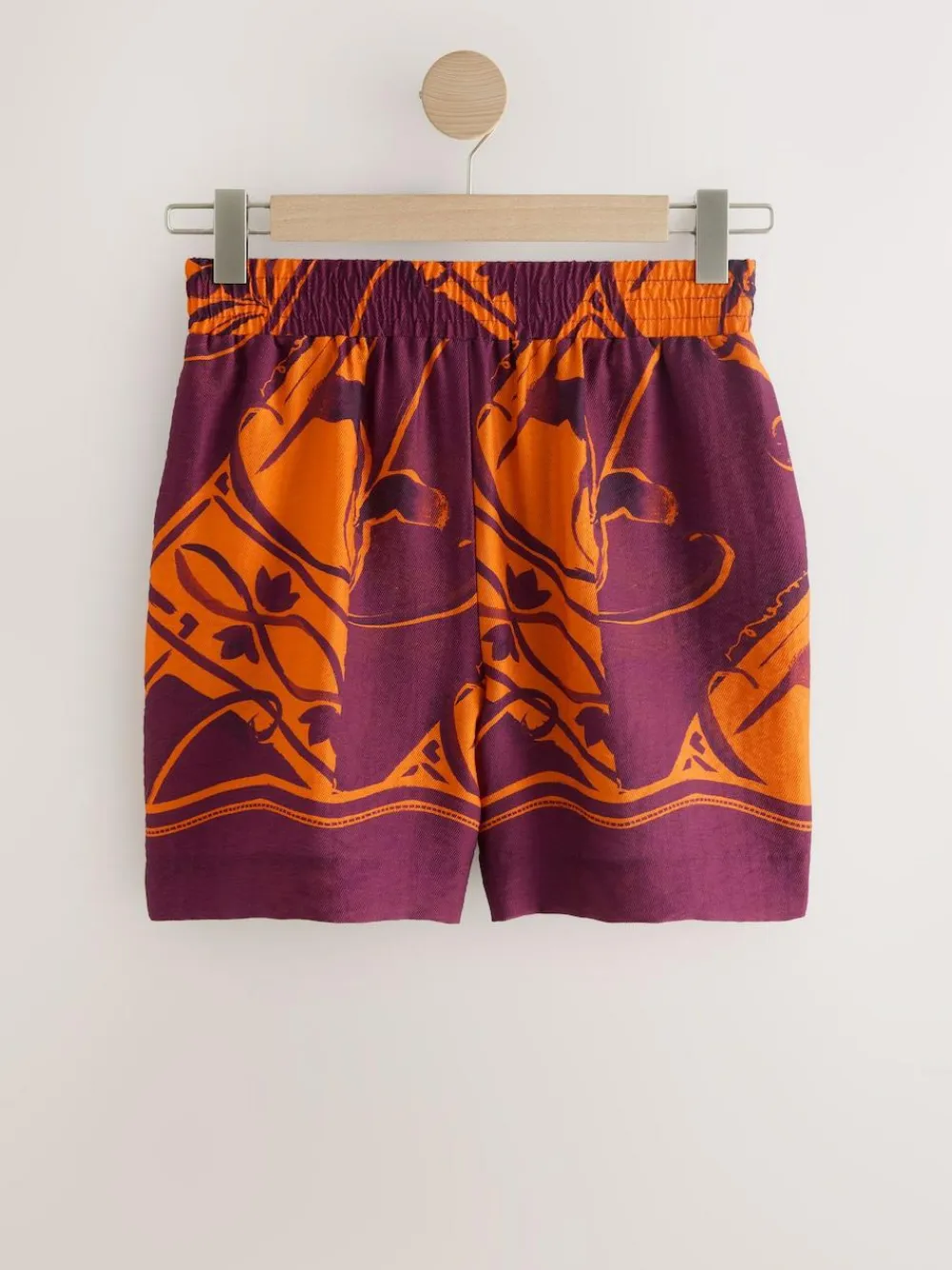 Discount Next Orange/Burgundy Exotic Border Print Elasticated Waist Resort Shorts