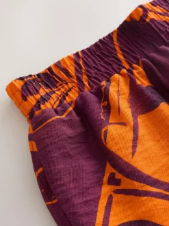 Discount Next Orange/Burgundy Exotic Border Print Elasticated Waist Resort Shorts