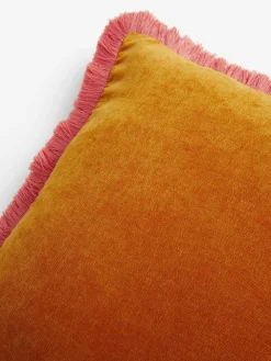 Sale Next Orange/Pink 45 x 45cm Soft Velour Contrast Fringe Cushion