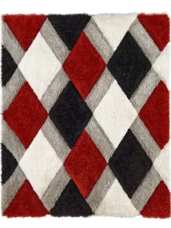Origin Rugs Red 3D GEO Shaggy Rug^ Rugs & Runners
