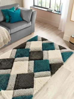 Best Origin Rugs Teal 3D GEO Shaggy Rug