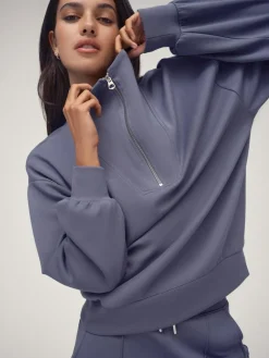 Hot OSIA 1/4 Zip Modal Sweat Top Blue