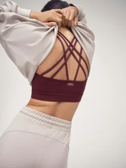 Hot OSIA Cross Back Bra Top Cherry Red