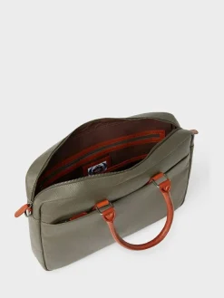 Discount Osprey London Waxed Canvas & Glazed Calf Leather Grantham Laptop Bag Green