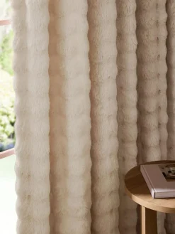 Next Oyster Aspen Faux Fur Eyelet Lined Curtains^ Curtains & Blinds
