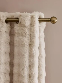 Next Oyster Aspen Faux Fur Eyelet Lined Curtains^ Curtains & Blinds