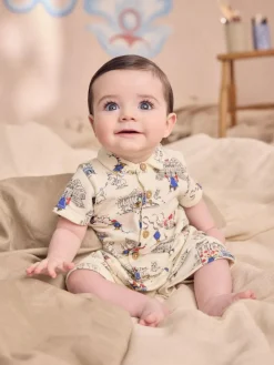 Hot Next 100% Cotton Cath Kidston Romper Paddington Bear Collared Baby