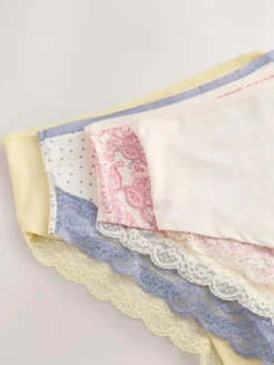 Next Paisley High Rise High Leg Cotton Lace Knickers 4 Pack^Women Panties