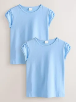Next Pale Blue 2 Pack Puff Sleeve T-Shirts (3-16yrs)^ T-Shirts