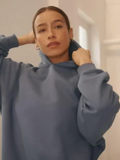 New Next Relaxed Fit Heavyweight Regular Length Hoodie Pale Blue